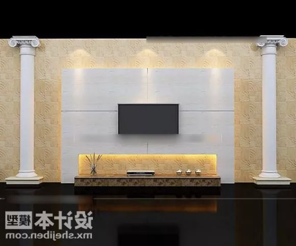 Modern White Tv Wall With Lighting 3d model Modern White Tv Wall With Lighting 3d model
