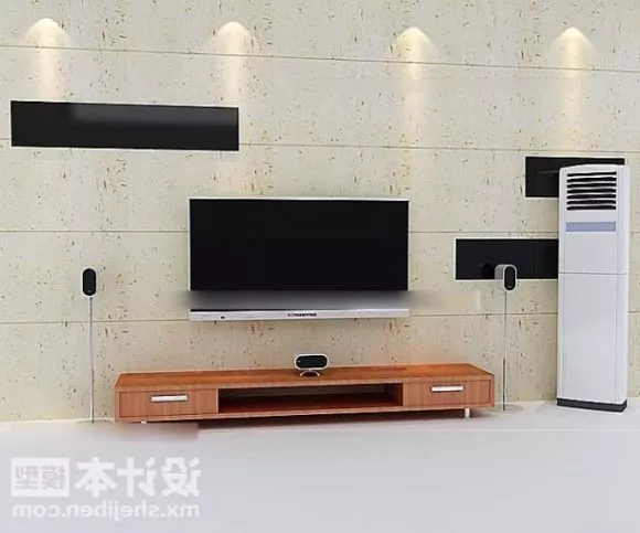 Lcd Tv Flat Style With Stand 3d model