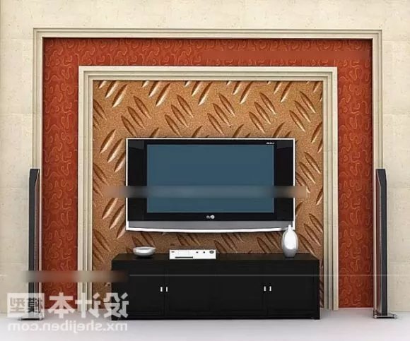 Wide Lcd Tv Black Painted 3d model