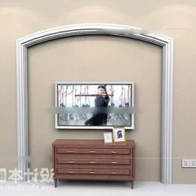 Tv Wall Beige Color V1 3d model