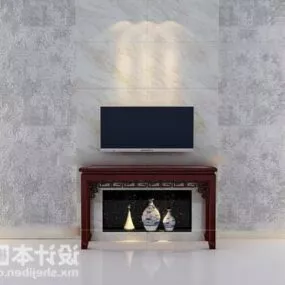 Vintage Tv Wall With Vase Decoration 3d model