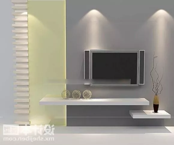 Simple Tv Wall Grey Painted 3d model Simple Tv Wall Grey Painted 3d model