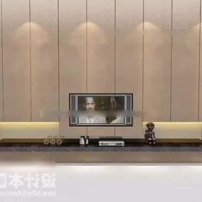 Living Room Tv Wall Simple Style 3d model