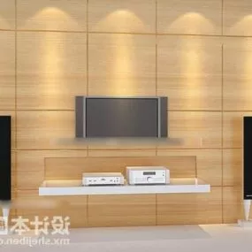 Simple Tv Wall With Downlight 3d model