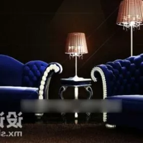Classic Sofa With Table Lamp 3d model
