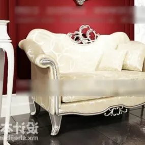 White Leather Antique Sofa 3d model