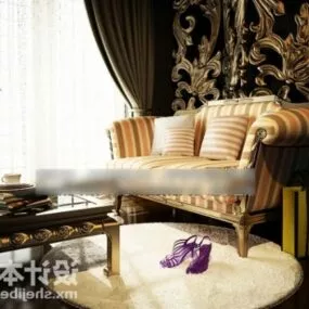 Vintage Sofa Armchair With Cushion 3d model
