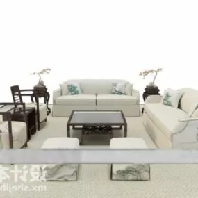 White Sofa Chair Set 3d model