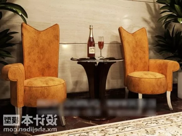 High Back Sofa Chair With Table 3d model High Back Sofa Chair With Table 3d model
