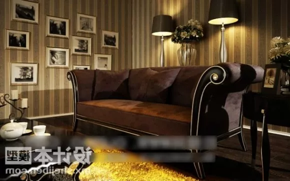 Antique Leather Sofa With Table Lamp 3d model Antique Leather Sofa With Table Lamp 3d model