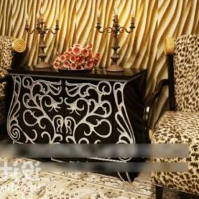 Luxurious Sofa With Console Table 3d model