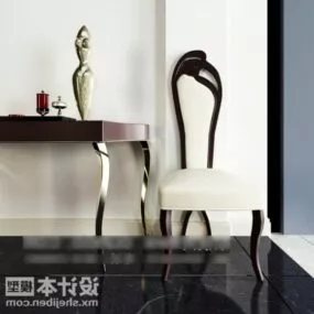 Elegant Luxury White Chair With Table 3d model