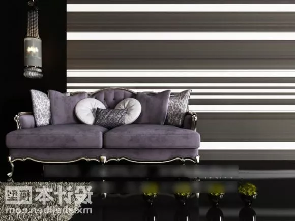Luxury Style Sofa Purple Color 3d model Luxury Style Sofa Purple Color 3d model