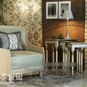 Classic Sofa With Stool Combination 3d model