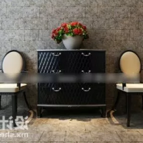 Elegant Chair With Console Desk 3d model