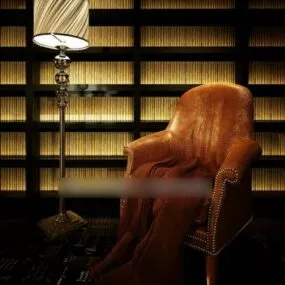 Velvet Sofa With Floor Lamp 3d model