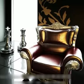 Living Room With European Sofa Leather 3d model