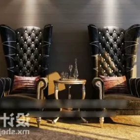 Classic High Back Armchair 3d model