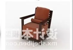 Armchair Fabric Wood Frame 3d model