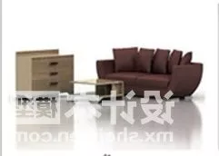 Sofa With Table Cabinet 3d model