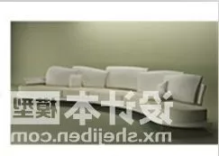 White Sofa With White Cushions 3d model