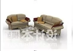 Brown Fabric Camel Sofa Combination 3d model