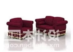 Red Velvet Sofa Armchair Combination 3d model