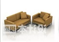 Yellow Modern Sofa Armchair Combination 3d model