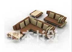 Corner Sofa Table With Cushions Combination 3d model