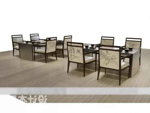 Retro Restaurant Table And Chair Set 3d model Retro Restaurant Table And Chair Set 3d model