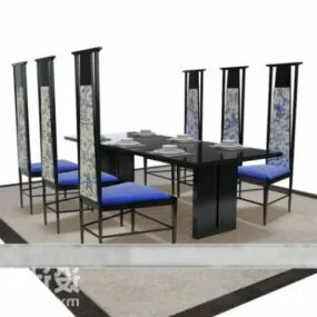 Dinning Table And High Back Chair Furniture Set 3d model