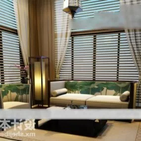 Hall Interior With Sofa Armchair Furniture Set 3d model