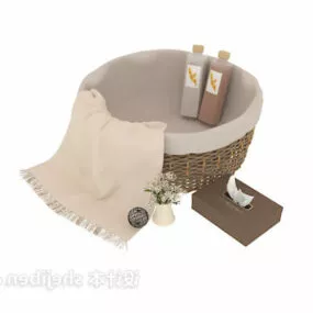 Bathroom Accessories Basket With Bottles 3d model