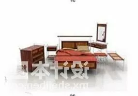 Double Bed With Mirror And Console Table 3d model