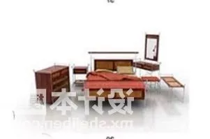 Double Bed With Mirror And Console Table 3d model Double Bed With Mirror And Console Table 3d model