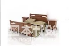 Nightstand Ash Wood With Drawer 3d model