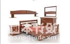 Antique Wooden Double Bed Furniture 3d model