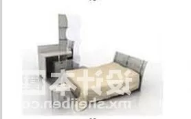 Double Bed With Cabinet Bedroom Furniture 3d model