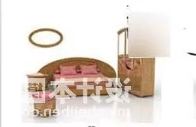 Antique Double Bed Furniture With Cabinet 3d model Antique Double Bed Furniture With Cabinet 3d model
