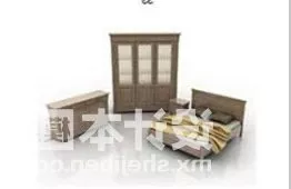 Home Common Double Bed Furniture 3d model