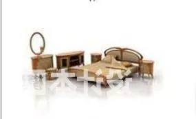 Antique Double Bed Bedroom Furniture Set 3d model