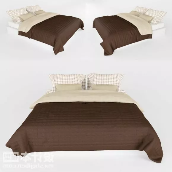 Bed Round Shape Full Set 3d model
