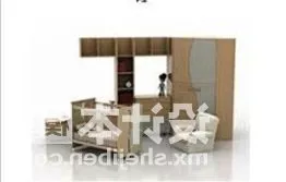 Double Bed Furniture With Sofa Cabinet 3d model