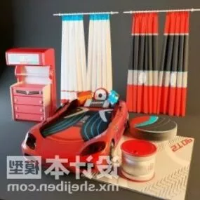 Children Bed Furniture Red Color 3d model
