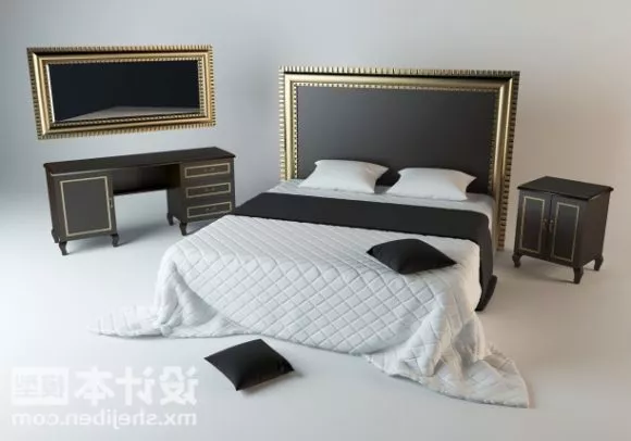 Minimalist Queen Size Bed 3d model