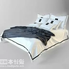 Hotel White Double Bed Furniture Set 3d model