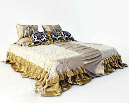 Classic Style Double Bed Furniture With Blanket 3d model Classic Style Double Bed Furniture With Blanket 3d model