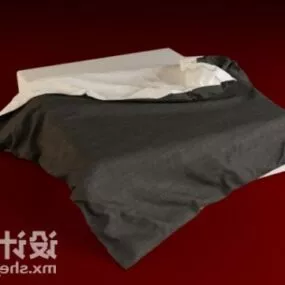 Realistic Double Bed Furniture With Blanket 3d model