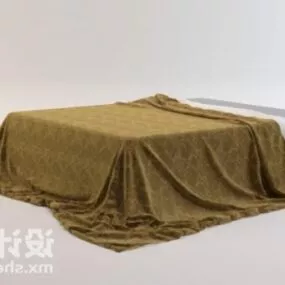 Hotel Double Bed Yellow Mattress 3d model
