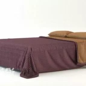 Hotel Double Bed With Mattress Pillows 3d model